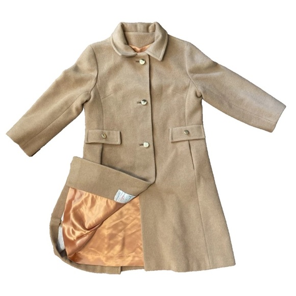 Vintage Amicale California Camel Hair OverCoat Trench Women's Gold Button Front - Picture 8 of 8